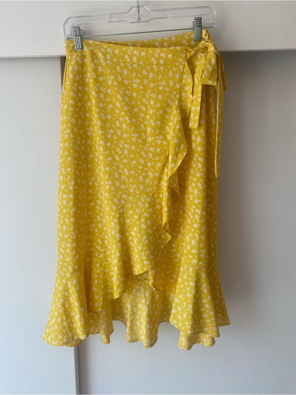 Blu Pepper Yellow Floral High-Low Wrap Skirt